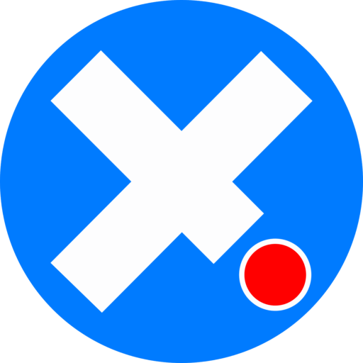 RuleXis official logo mark showing white X symbol with red dot on electric blue circular background representing regulatory intelligence platform